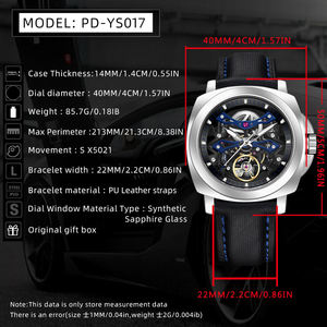 Nouvelle montre sport mécanique de luxe pour homme PAGANI, cadran carré, bracelet en cuir, boîtier en acier inoxydable, étanche 5 BAR, chronographe - Product Image 6