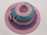 Topi Bucket Anak Perempuan Bahan Polyester Lipit Pita, Topi Musim Panas dengan Hiasan Bunga Roset untuk Aktivitas Luar Ruangan Kasual