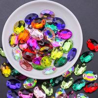 En stock : Boutons en cristal à coudre à dos plat 13*18MM, forme ovale, perles de verre et strass pour robe de mariée et accessoires vestimentaires