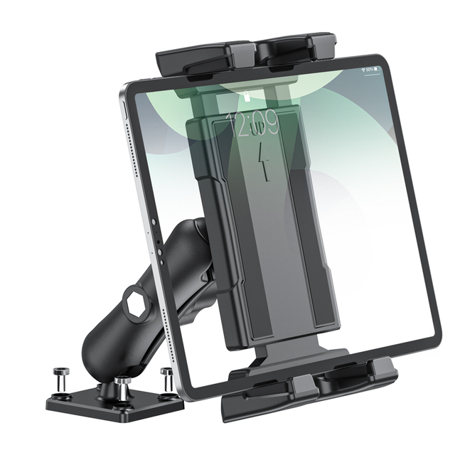Auto Tablet Mount Heavy Duty Drill Base Compatible for 4-14 Inch Car Tablet Holder for Truck Business Vehicle Desktop Wall
