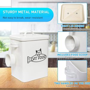 Boîte de nourriture rétro mignonne pour chien Poubelle de stockage de style ferme moderne Conteneur de stockage de nourriture pour chat et animal de compagnie en acier - Product Image 5