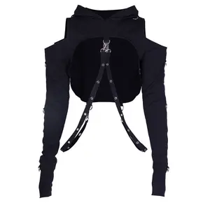 Wholesale Y2K Grunge Aesthetic Gothic Style Goth Crop Top Hoodie Clothing