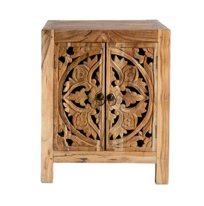 Table de chevet en bois de manguier massif Brock de qualité supérieure, structure robuste et durable pour le rangement dans la chambre, intérieurs modernes, sculptée à la main - Product Image 3