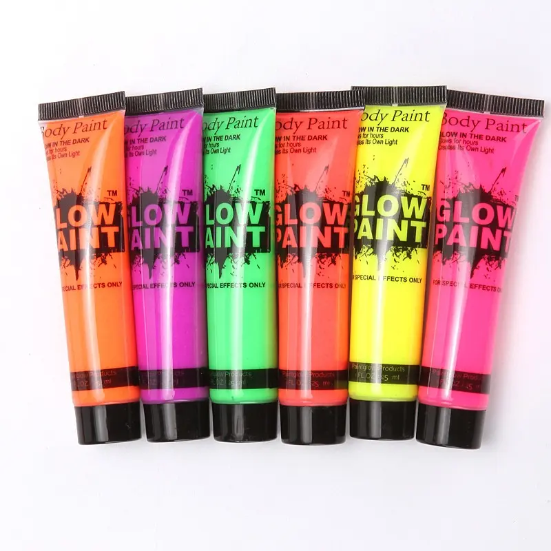 Pigmentos de tinta corporal neon 10ml, barra para festival de festa florescente, maquiagem para crianças, pintura facial uv, pintura de brilho e brilho