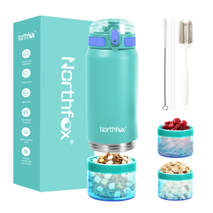 Botellas de Agua Personalizadas de Acero Inoxidable de 500 ml, Aisladas al Vacío, a Prueba de Fugas, para Niños, con Contenedores Inferiores para Snacks - Product Image 2