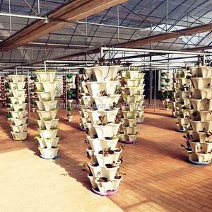 Panier en plastique Pots de fleurs et jardinière Système de tour verticale Pots en plastique classiques <span class=keywords><strong>pour</strong></span> plantes Pot de fleurs en plastique avec décor en <span class=keywords><strong>bois</strong></span> - Product Image 1