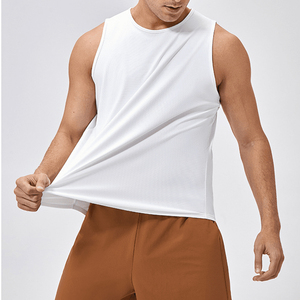 Men's Breathable Compression Athletic Fitted Stringer Fitness Running Singlet Ribbed Design - Product Image 1