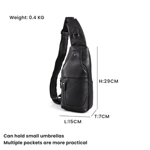 กระเป๋าคาดหน้าอกผู้ชายหนังแท้สีดำเคลือบน้ำมันเรียบง่ายสบายๆสำหรับเดินทางกลางแจ้งกระเป๋าสะพายข้างทนทานฤดูใบไม้ผลิ 2023 - Product Image 5