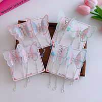 2024 nouveautés coréen Hanfu longs arcs de cheveux en cristal avec pinces pour filles accessoires de cheveux pinces à papillon avec gland enfants