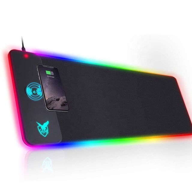 Wireless Charging RGB Gaming Mouse Pad LED Mouse Mat Extra Large Mousepad Non-Slip Rubber Base Computer Keyboard Mat for Gaming