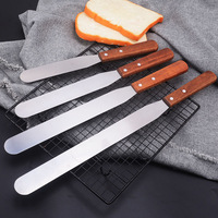 Spatule à gâteau de 8/10/12 pouces, manche en bois, acier inoxydable, bisou droit, courbe, grattoir à déformation, outils de cuisine