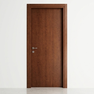 Juego de Puertas Interiores Minimalistas Ejecutivas de Madera de Teca Maciza con Marco de Arquitrave a Juego - Product Image 1