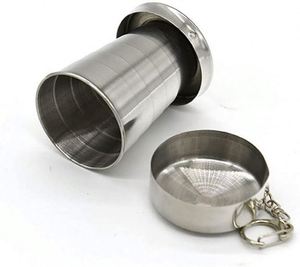 Camping Travel Camping Portable Mug Stainless Telescopic Stainless Steel Folding Water Drinking Cup with <b>Key</b> <b>Chain</b> - Product Image 1