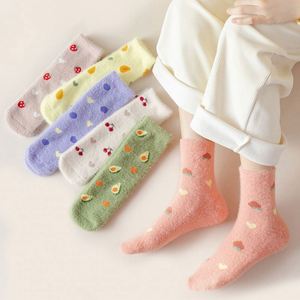 Biểu Tượng Tùy Chỉnh Hot Bán Mùa Đông Dày Ấm Nhiệt Thêu Sợi Nhỏ San Hô Nhung Fluffy Mờ Phụ Nữ Vớ - Product Image 4