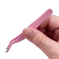 Pince à cils DIY en acier inoxydable courbée de précision antistatique de 10 mm pour cils en grappe