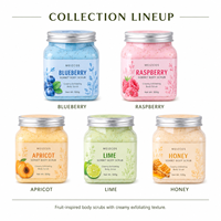 Gommage corporel exfoliant crémeux personnalisé 500g aux fruits (Myrtille, Framboise, Abricot, Citron Vert, Miel) pour une peau douce et lisse au quotidien
