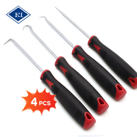 4-Piece Mini Pick and Hook Set, Chrome-Plated Carbon Steel O-Ring Seal Gasket Puller Removal Tool Kit for Auto Mechanic Repair