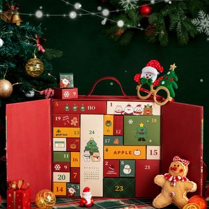Kotak Kalender Hitung Mundur Natal Kustom dengan Pintu Ganda, Pita Satin, Desain Pohon, Kotak Kejutan Mainan, Grosir - Product Image 5