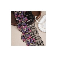 Bordure de rideau décorative en organza floral de 13 cm de large, brodée de perles 3D, colorée