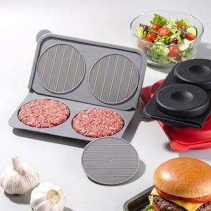 Nouvelle Presse à Hamburgers Antiadhésive Personnalisée, Moule à Viande en Silicone à 4 Cavités pour BBQ, Sans BPA - Product Image 1