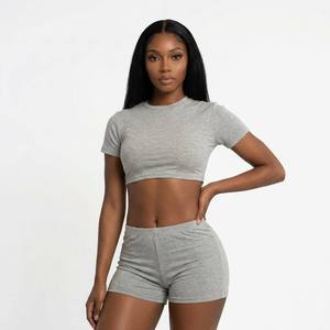 Conjunto de Pijama de 2 Piezas de Algodón Suave con Estampado de Cebra, Pantalones Cortos Deportivos y Top Corto Ajustado para Mujer, Verano - Product Image 1