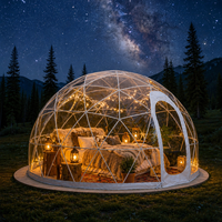 Nouvelle conception de tente géodésique transparente en PVC de 5 m, tente de glamping de luxe, maison igloo avec salle de bain
