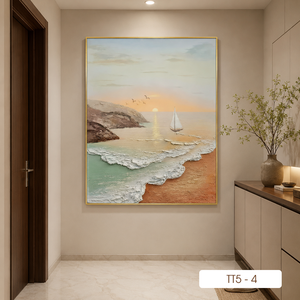 Peinture murale artisanale en soie de paysage marin du Vietnam, décorative, service OEM ODM pour fabricants - Product Image 2