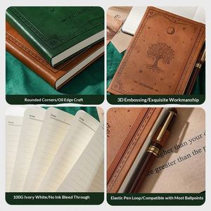 <b>A5</b> Business Strap <b>Diary</b> Notebook Custom Logo Embossed Leather Cover Thickened Cross-Border Waistband Portable Gift Model 02 - Product Image 3