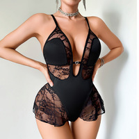 Chuangerm en stock Nouvelle collection 2026 Lingerie babydoll femme en dentelle française transparente ajourée sculptante