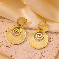 Boucles d'oreilles pendantes géométriques plaquées or 18 carats, texture pain, spirale texturée, pour usage quotidien et événements festifs