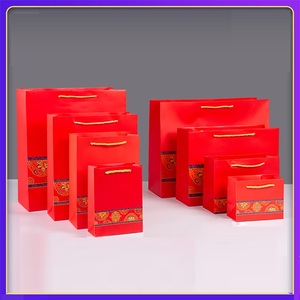 ถุงกระดาษสำหรับใส่ของขวัญวันแต่งงานสไตล์จีนแบบย่อยสลายได้สีแดงสามารถนำไปรีไซเคิลได้ - Product Image 3
