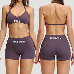 Ensemble de <span class=keywords><strong>Sport</strong></span> 2 Pièces pour Femme 2026 : Short et Brassière Halter pour Yoga et Gym - Product Image 1