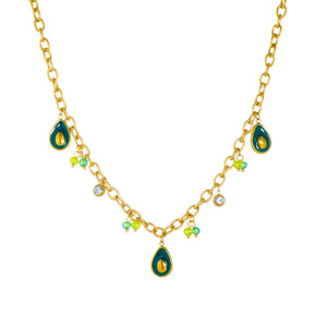 Avocado Pendant Chain Stainless Steel Gold Plated Necklace Fruit Shape Gift Jewelry N3373 - Product Image 5