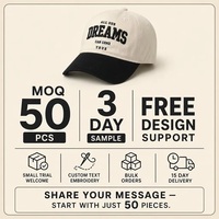 Gorra de Béisbol Personalizada de Dos Tonos con Bordado Varsity Dreams, Ajustable, Venta al Por Mayor, OEM, MOQ Bajo