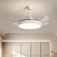 Ventilateur de plafond décoratif encastré invisible rétractable de 42 pouces avec lumière pour plafond et télécommande