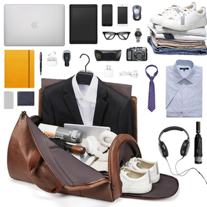 Duffels para hombre PU plegable Casual viaje negocios bolso al aire libre impermeable multifuncional traje Fitness bolso de hombro - Product Image 2