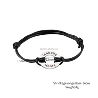 Bracelet personnalisé en cuir avec cordon et breloque ronde en acier inoxydable argenté, logo personnalisé