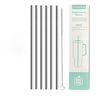 Gobelet personnalisé de 40 oz avec pailles réutilisables en acier inoxydable de 8 mm, pailles métalliques longues de 11,8 pouces, brosses de nettoyage de remplacement, écologiques