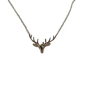 时尚饰品电镀玫瑰金鹿头吊坠款式高品质锁骨链925纯银项链
