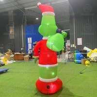 Décoration de fête de Noël gonflable personnalisée en gros, Grinch, avec ventilateur et lumières LED