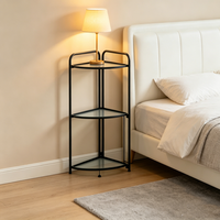 Étagère d'angle triangulaire multi-niveaux pour salle de bain et cuisine, du sol au plafond, en acier au carbone durable, imperméable et élégante