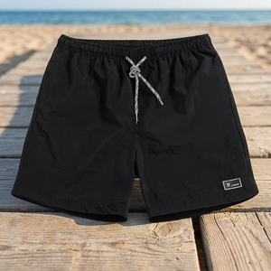 Pantalones Cortos para Hombre - Negros, Casuales, Ligeros, Cintura Elástica, Tela Oxford, Transpirables, Ecológicos, Antiarrugas, Nailon/Algodón - Product Image 3