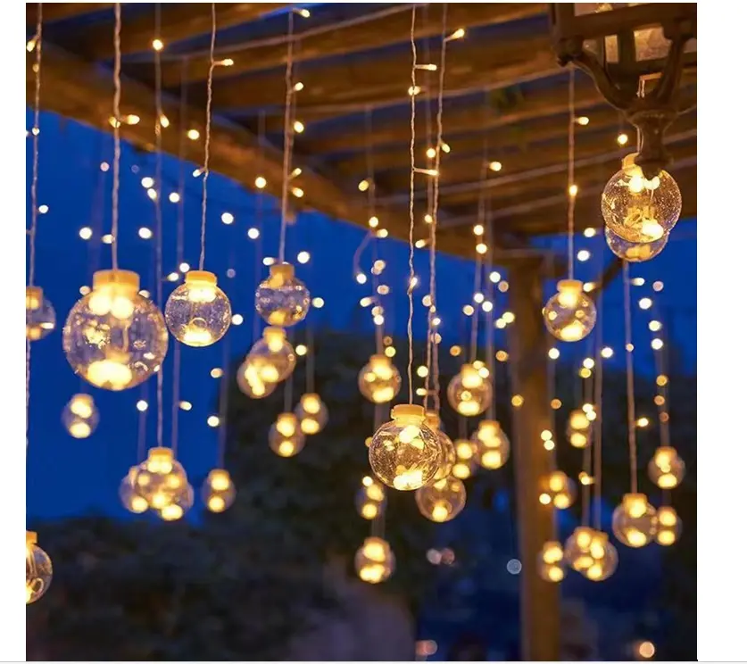 LED bola harapan lampu tirai luar ruangan dekorasi dalam ruangan untuk liburan Natal pesta dekorasi pernikahan