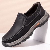 Mocasines para Hombre Listos para Enviar, Parte Superior de Microfibra, Plataforma Plana para Caminar, Suela de Goma, Forro de Gamuza de Vaca, MOQ Bajo