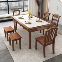 Ensemble de table à manger en dalle de pierre minimaliste super moderne, rectangulaire, compact, 4 places, 6 personnes, table à manger pour la maison et les restaurants