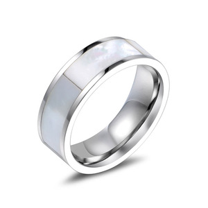 Trendy Korean Style Mother Of Pearl Titanium Steel <b>Ring</b> Unisex Index Finger Jewelry SA595 - Product Image 5