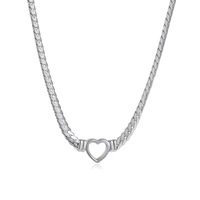 Ensemble de Bijoux Hiphop Cœur Creux Plaqué Or 18K, Bracelet Chaîne Cubaine et Collier Ras du Cou en Acier Inoxydable Chaîne Cubaine Cœur