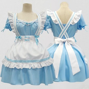 Disfraz de sirvienta de anime Miracle Nikki para mujer, talla grande, vestido Lolita, traje de cosplay, diseño con volantes en azul y blanco - Product Image 1
