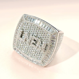 Custom 925 <b>Sterling</b> <b>Silver</b> Moissanite Diamond <b>Ring</b> Premium Brilliant Cut VVS Fine Jewelry Hip Hop Style <b>Ring</b> - Product Image 2