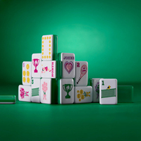Set Hadiah Tema Bola Tenis Kustom, Set Ubin Mahjong Amerika, Jaring Pink, Hati, Bunga, Alas Mahjong Akrilik, Kustomisasi ODM OEM untuk Pesta